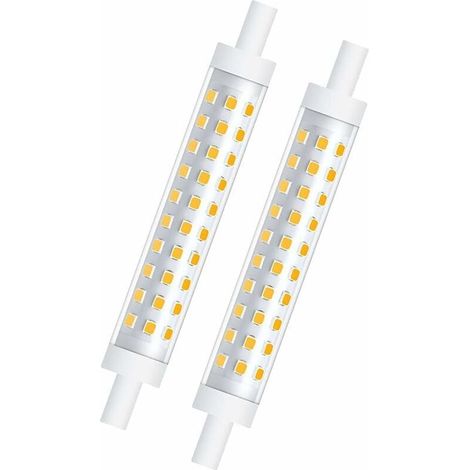 2 ampoules LED R7s 10 W, dimmables, 118 mm, blanc chaud 3000 K, 1000 lm, 360°, pour éclairage extérieur et intérieur (1/5)