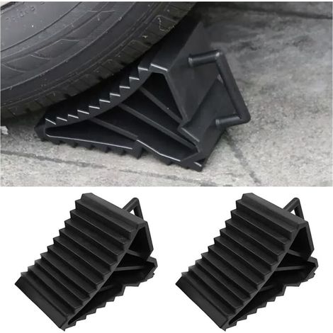 Cales de roue de remorque en 2 parties, cales de frein de voiture, cale de roue en plastique avec poignée pour voiture, remorque, caravane, camping-car (1/5)