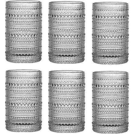 Ensemble de 6 verres à cocktail vintage à motif clouté, verres à eau, tasses, verrerie de bar (1/5)
