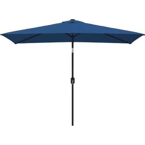 Parasol d'extérieur avec poteau en métal 300 x 200 cm azuré