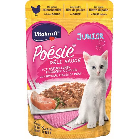 Vitakraft Katzenfutter Poesie DeliSauce Junior, Hühnchenfilet - 23 Beutel