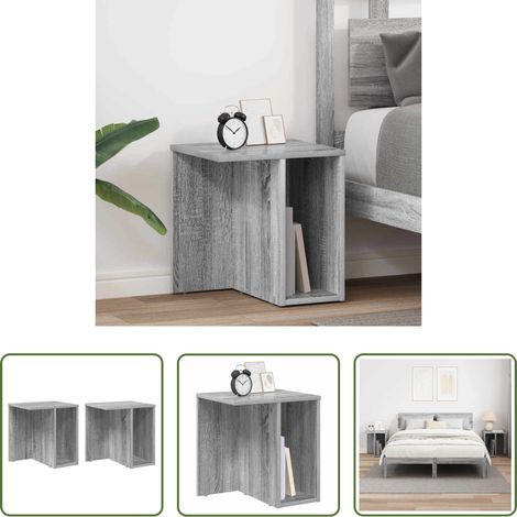 Wohnzimmerbeistelltisch - Beistelltisch 2 pcs Graues Sonoma 37 x 32 x 40 cm Holzwerkstoff (1/5)