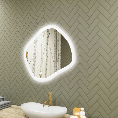 Espejo de baño LED Artforma, 84x74, Interruptor táctil, LED Dual, Espejo Ovalado (1/4)