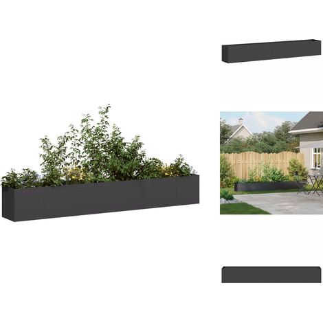 Jardinière noir 280x40x40 cm acier laminé à froid - Jardinière - Jardinières - Pot De Fleurs - Support De Jardinière (1/5)