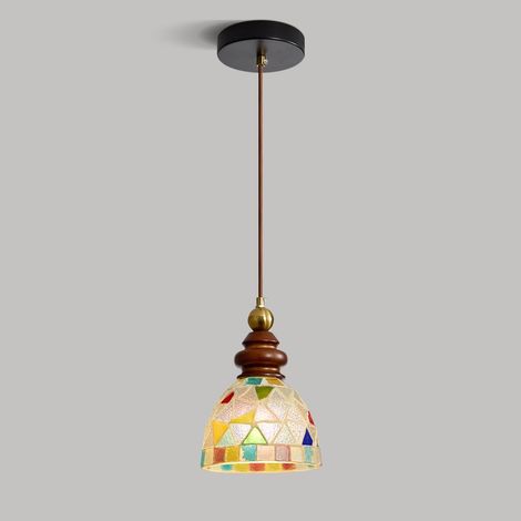 Suspension en Vitrail Vintage Ø18 cm, Luminaire Suspendu avec Ampoule E27 Incluse, 3 Températures de Couleur, pour Îlot de Cuisine, Chambre et Entrée (1/5)
