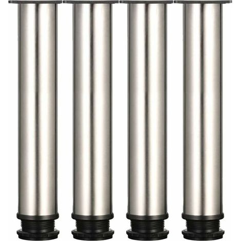 piedini regolabili - Altezza 250 mm, Gambe per mobili spesse, Altezza regolabile 0-15 mm, Gambe per tavolo, Gambe per mobili, Acciaio inossidabile spazzolato - Viti in acciaio inossidabile incluse