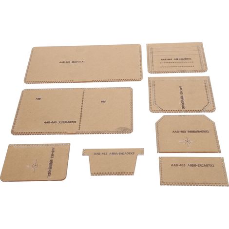 Gabarit acrylique pour la fabrication artisanale d'un portefeuille court en cuir - Ensemble de gabarits (AAB 463) (1/5)