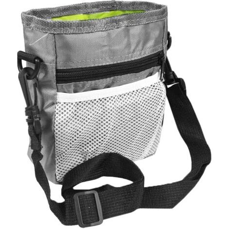 Sac à friandises pour chien, sac de dressage pour chien, sac à bandoulière réglable avec distributeur de sacs à crottes, pour transporter des jouets et des friandises, Taille du produit : 18146cm (gri (1/5)