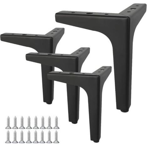4 Pieds de Meuble,Pied Canapé,Charge Jusqu'à 800 KG,Pied de Table Métal,Legs Support de Table, avec Vis,Adapté pour Canapés, Meubles TV,Tables Basses,Armoires et Tables de Chevet,10 cm(Noir) (1/5)