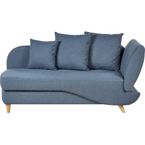 Chaise longue de tela con cojines espacio de almacenamiento derecho azul Meri II (1/5)