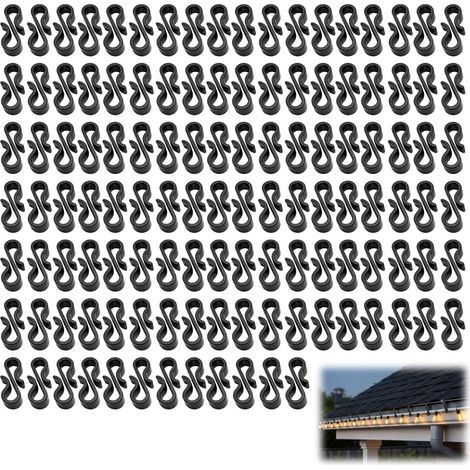 120 crochets en S en plastique noir, crochet multifonction double extrémité, crochet lumineux pour guirlande de Noël, adapté à la décoration intérieure et extérieure (1/5)