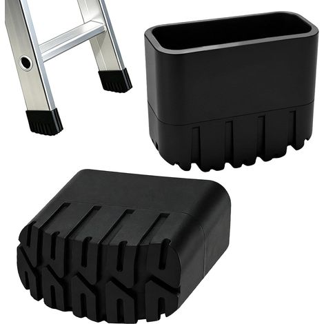 Embouts de Pieds d'Échelle - 2 Pièces - Caoutchouc Noir Antidérapant - Sécurité et Protection des Sols - Pour Échelles Carrées 50x20 mm (1/5)