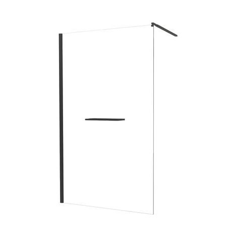 ONDEE ZEN - Paroi de douche INDUS - Verre 8mm -Tablette - Finition Noir mat - 120x200cm