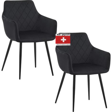 ALBATROS Esszimmerstühle 2er Set SALO, Schwarz - Modern und Stilvoll, bequemer Polsterstuhl - Eleganter Küchenstuhl, Stuhl Esszimmer oder Esstisch Stuhl im Retro-Look (1/5)