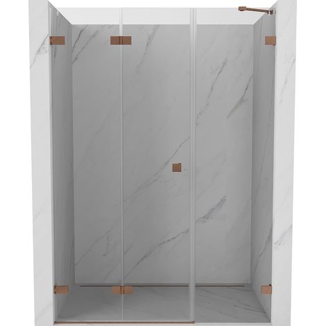 Mexen Lunar-F puerta de ducha plegable izquierda 125 cm, transparente, cobre cepillado - 836S-125-050-65-00-L (1/5)