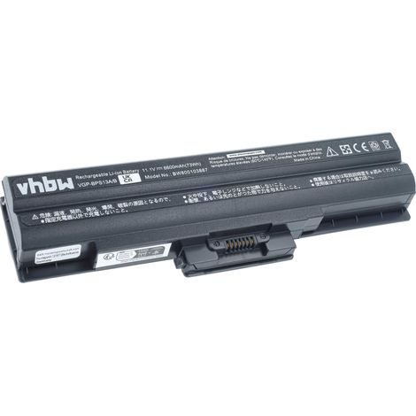vhbw Akku kompatibel mit Sony Vaio VGN-SR290JVB/C, VGN-SR290JTQ, VGN-SR290NTB, VGN-SR290JVH/C Notebook (6600 mAh, 11,1 V, Li-Ion) - Infochip (1/5)