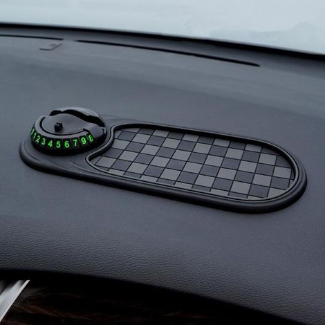Tapis de tableau de bord antidérapant avec support pour téléphone, rotation à 360°, double gris (1/5)