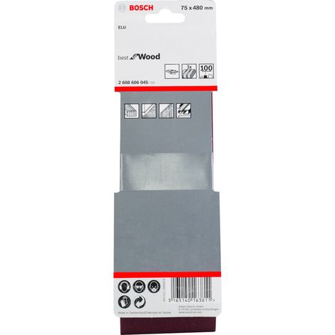 Banda de lija Best Wood: 75x480mm G100x 3 BOSCH 2608606045