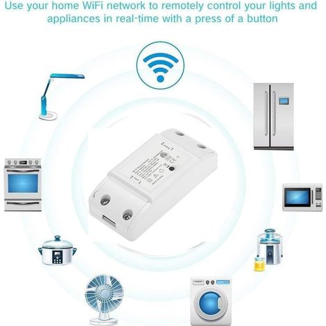 MIMOSON-Commutateur intelligent WiFi Commutateur de lumière WiFi intelligent Commutateur de télécommande à relais sans fil fonctionne avec Alexa, Google Home 10A / 2200W Sonoff Basic R2 (1/4)