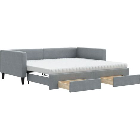 Maison Exclusive - Divano Letto Estraibile Cassetti Grigio Chiaro 100x200 Tessuto