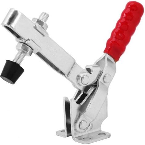 QORVA-227 Kg 500 Lb Serrage à Genouillère,  Pince à Bascule à Déblocage Rapide Pince Verticale Rapide Base Pince à Levier Horizontal Sauterelle de Menuisier à Fixation avec Poignée Rouge