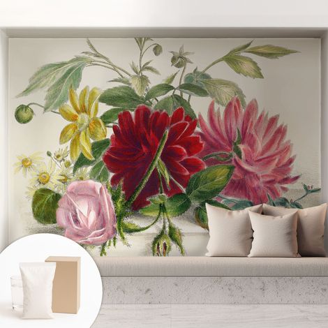 Tapete Dekorative Vliestapete mit Klebe für Wand - Mustertapete - moderne Einrichtung - für Büro Blumenstrauß 208x146 cm (1/5)