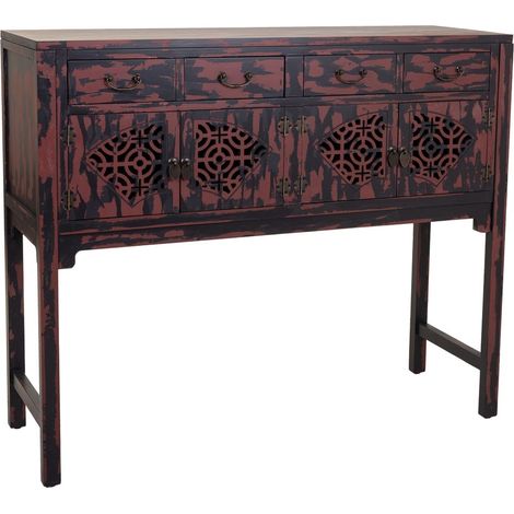 Recibidor de madera rojo 120x40x102