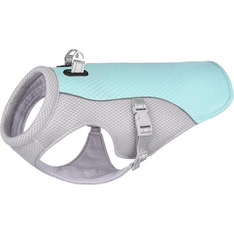 Gilet rafraîchissant pour chien bleu (M) - Veste ajustable pour petites, moyennes et grandes races - Manteau absorbant et rafraîchissant pour chien pour sport, été (1/5)