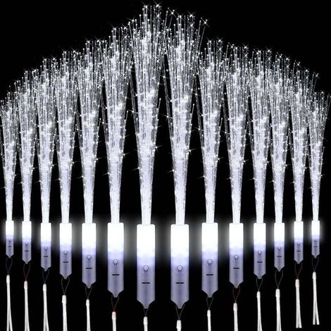Ecleanfy - Lot de 36 plumeaux lumineux de mariage blancs en fibre de verre - Blanc chaud - Pour Noël, fête, concert, mariage