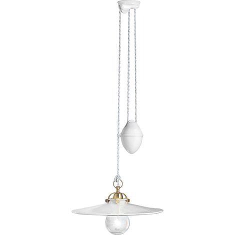 Sospensione Saliscendi Classico Asti Ferro E Ceramica Ottone Decorato 1 Luce E27 (1/4)