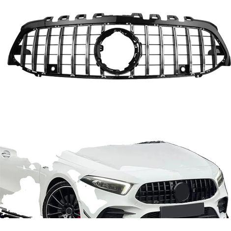Grille avant, compatible avec Mercedes-Benz Classe A, design élégant, noir (1/2)