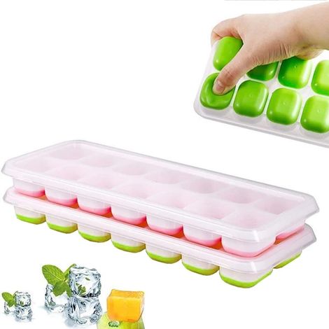 Set mit 2 Eiswürfelformen mit Deckel – 28 mehrfarbige Eiswürfel (1/4)