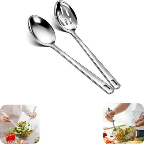 Set di 2 mestoli da zuppa: cucchiaio forato, cucchiaio per mescolare, cucchiaio da cucina, cucchiaio in metallo, accessori da cucina, utensili da cucina, per cucina, ristorante, catering (1/5)