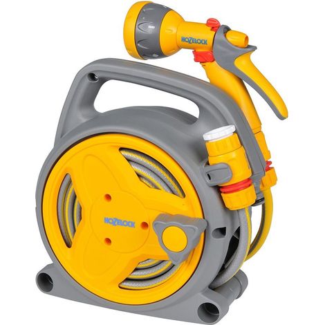 Hozelock 2425 10m Pico Reel Garden Hose Pipe & Multi Spray Gun Watering Camping