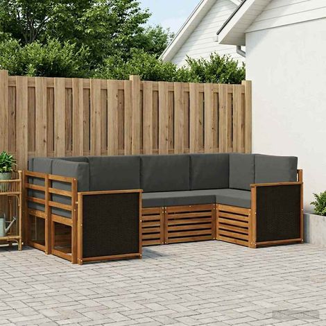 vidaXL Ecksofa Set mit Kissen 5 pcs Natur und Anthrazit (1/5)