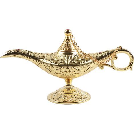 Magische Wunderlampe aus Goldlegierung, glatte und langlebige Oberfläche, funkelnde Dekoration für Schlafzimmer oder Büro (1/5)