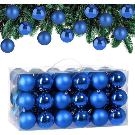 CASARIA® 54x 6cm Christmas Tree Baubles Set Xmas Decorations Balls Festive Indoor Outdoor Hanging Ornaments 27x Glossy 27x Matt Finish Holiday Decs Red/Gold/Copper/Blue/Silver/Pink Blue (1/9)