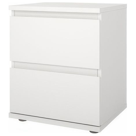 Table de Chevet en Kit Blanche 40 x 34 x H 48,2 cm � 2 Tiroirs avec Coulisses � Billes Nova