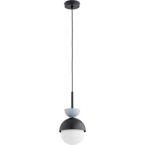 Suspension décorative 1 lumière boule en verre noire et blanche E14 10 W IP20 SATORI Alfa