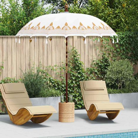 Balinese Parasol Cream (210-220) x 260 cm Cotton and solid wood vidaXL
