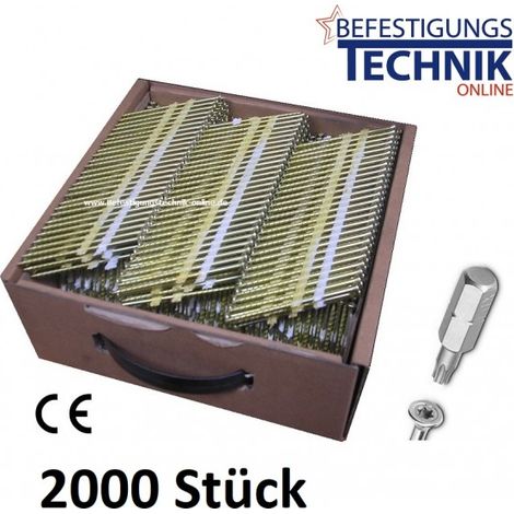 Nagelschrauben 2,8x80mm verzinkt Streifennägel TX20 CE für 34° Streifennagler Hikoki NR1890DBCL 2M"-"EN13789