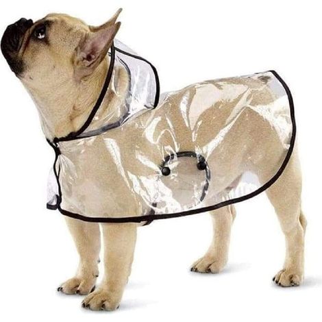 1 Imperméable pour chien, poncho transparent avec capuche, matériau PU, lavable en machine, petits et moyens chiens (1/5)