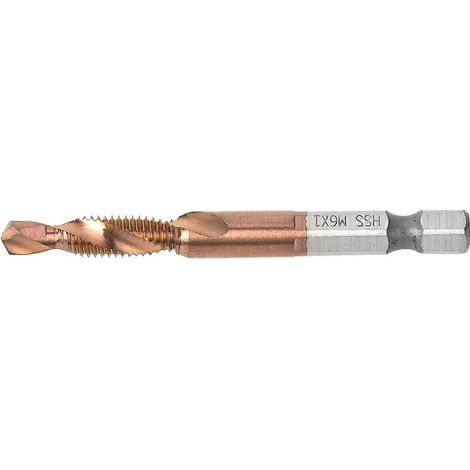 HSS-Gewindebohrer mit 6,35 mm Sechskantschaft für die interne Spanabfuhr (M6)