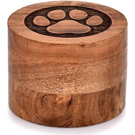 Urna funeraria decorativa de madera de acacia para cenizas de perros y gatos (8,9 x 8,9 x 6,3 cm) (1/3)