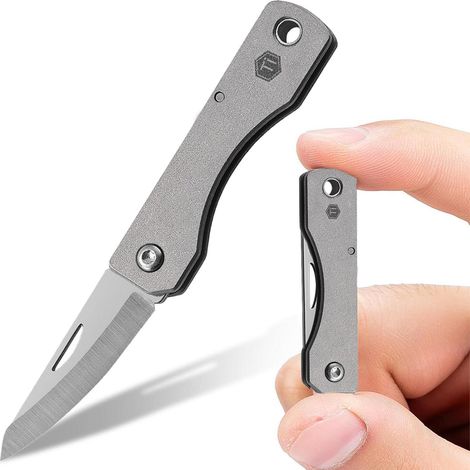 Mini Klappmesser Titan mit Schlüsselloch, D2 Stahl Klinge, EDC Schlüsselanhänger Messer