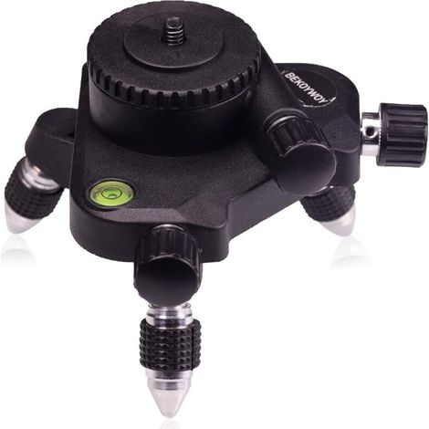 CSPARKV (11×9.5×9.5cm) Support d'accordage fin à 360° avec base pivotante - Adaptateur de trépied pour niveaux laser de 6,35 mm - Filetage 1/4" et 5/8" - Avec bulle horizontale (1/4)