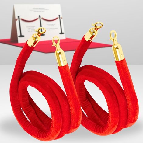Samtseil – 2er-Pack – Rot – 1,52 m – Metallhaken – Veranstaltungsablaufsteuerung (1/5)