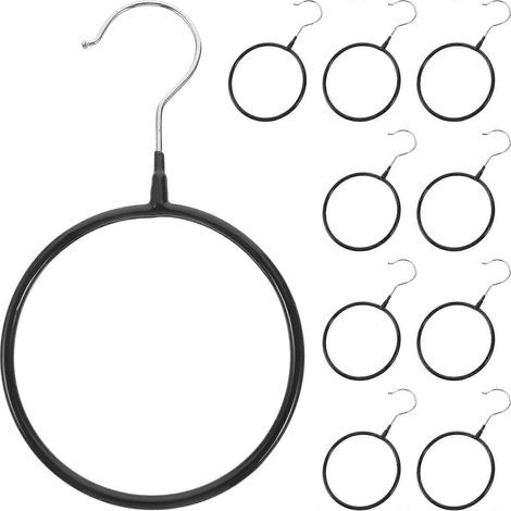 Set mit 10 Aufbewahrungshaken für Gürtel und Schals, mit Ringen für Kleidung und Accessoires. – 23,00 x 13,50 x 0,60 cm – Schwarz (1/3)