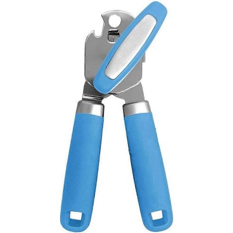 Apribottiglie e apriscatole manuale resistente, realizzato in acciaio inossidabile con bordi lisci, utensile da cucina multifunzionale. (1/5)