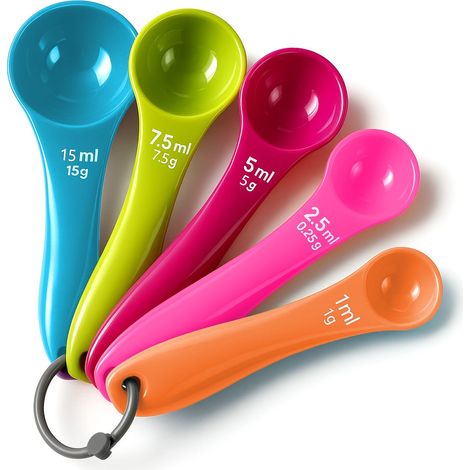 Ensemble de cuillère doseuse - 5 cuillères doseuses de Couleurs de différentes capacités, cuillères doseuses en Plastique pour Outils de Mesure de liquides et de poudres,cuillere doseuse gramme (1/5)